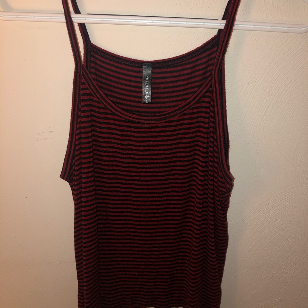 Red striped crop tank top